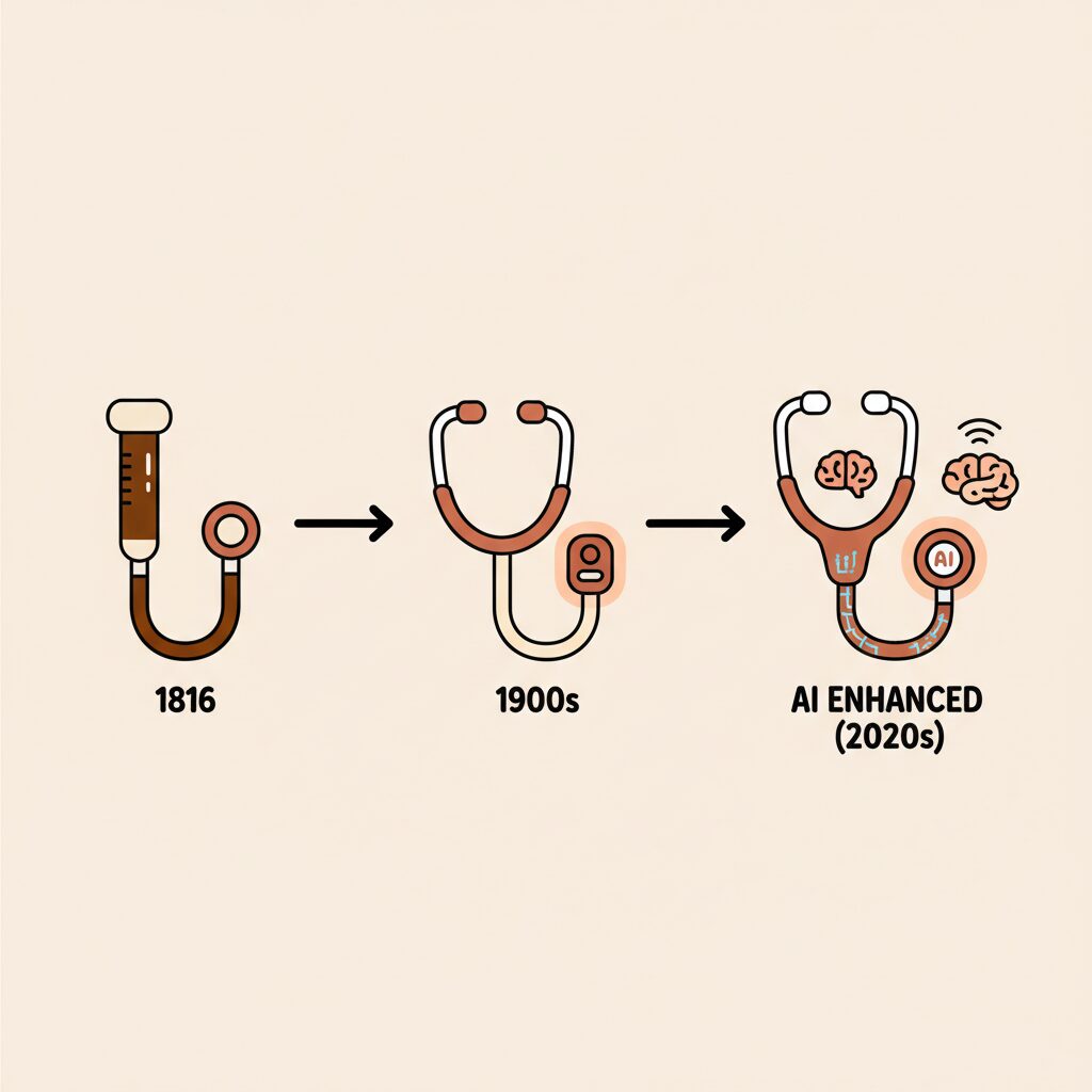 聴診器の進化を示すイメージ