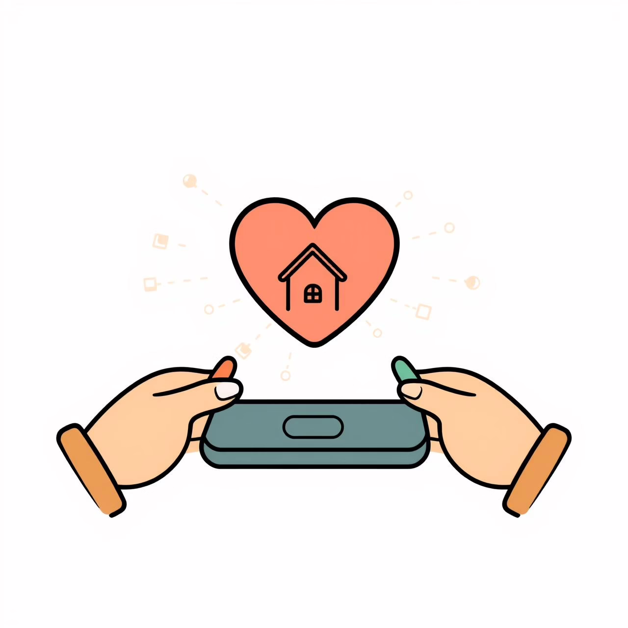 Tangan seorang anak dan orang tua memegang perangkat digital bersama, menunjukkan teknologi sebagai jembatan empati.