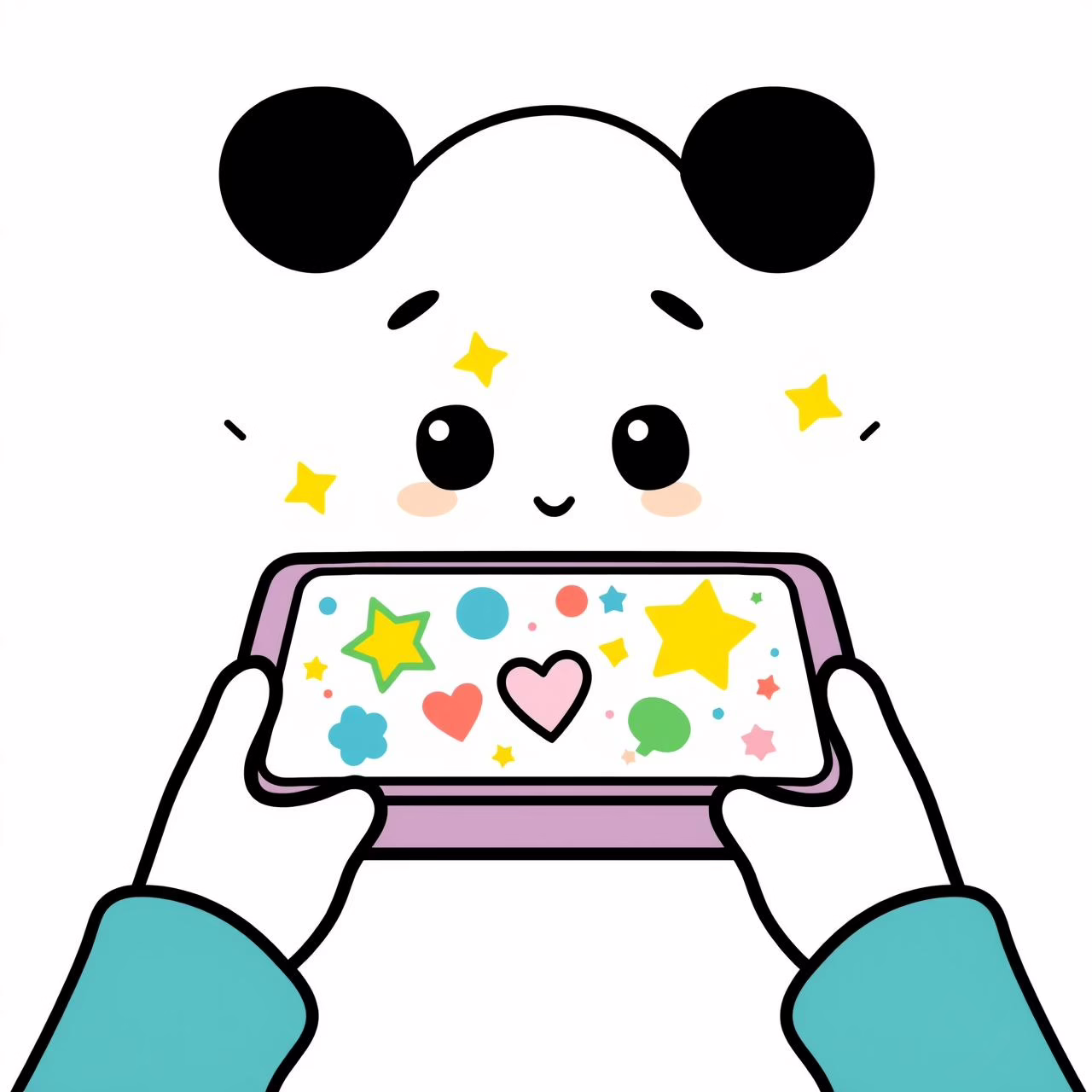 아이가 스마트폰을 보며 즐거워하는 모습, 밝은 디자인과 Engagement