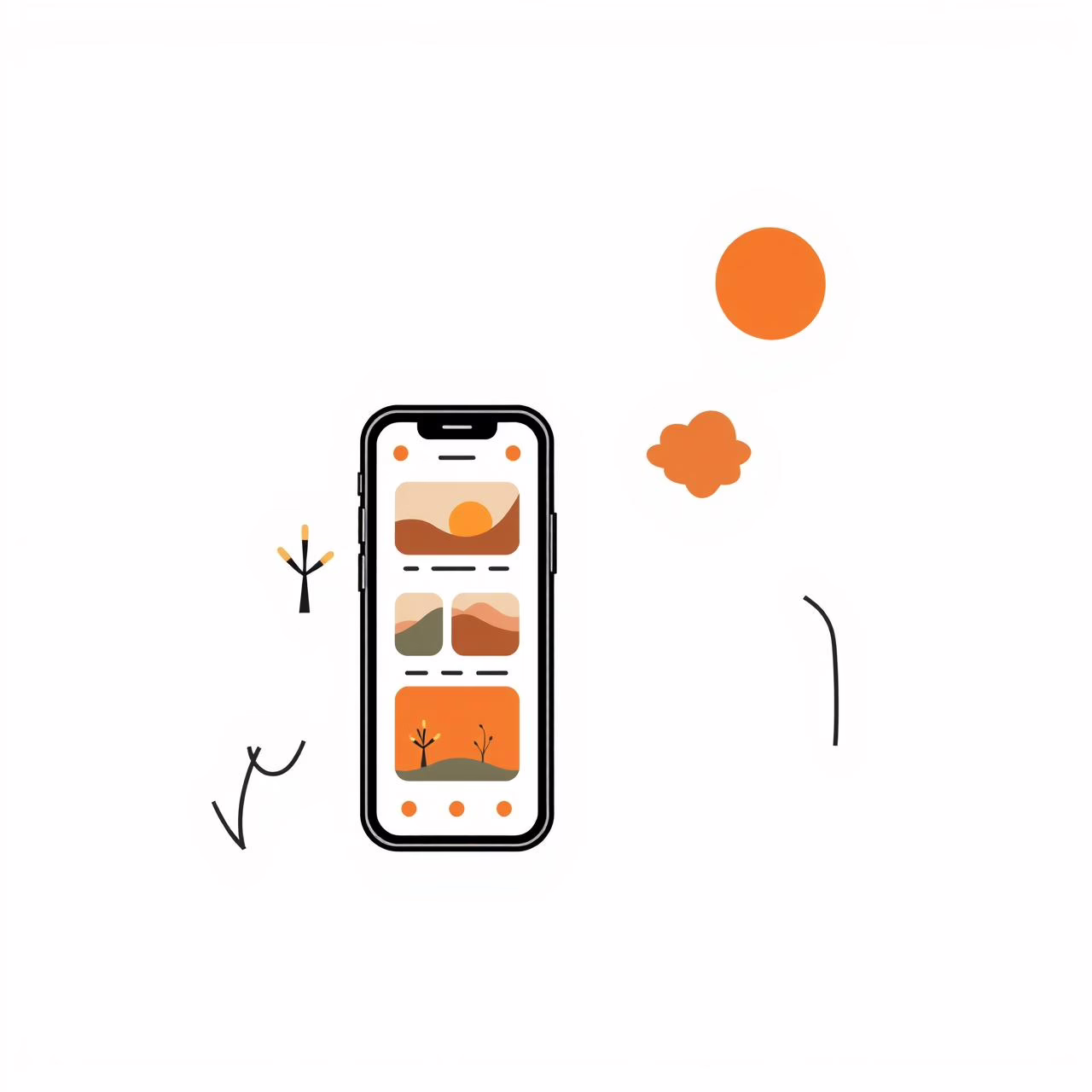 아이와 부모가 함께 스마트폰 테마를 꾸미는 모습, 협력과 표현