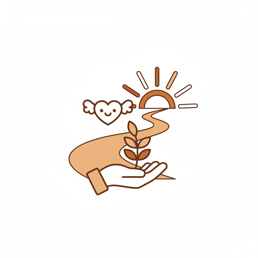 夕暮れの公園で手をつなぎ散歩する親子の後ろ姿 温かい家族の絆