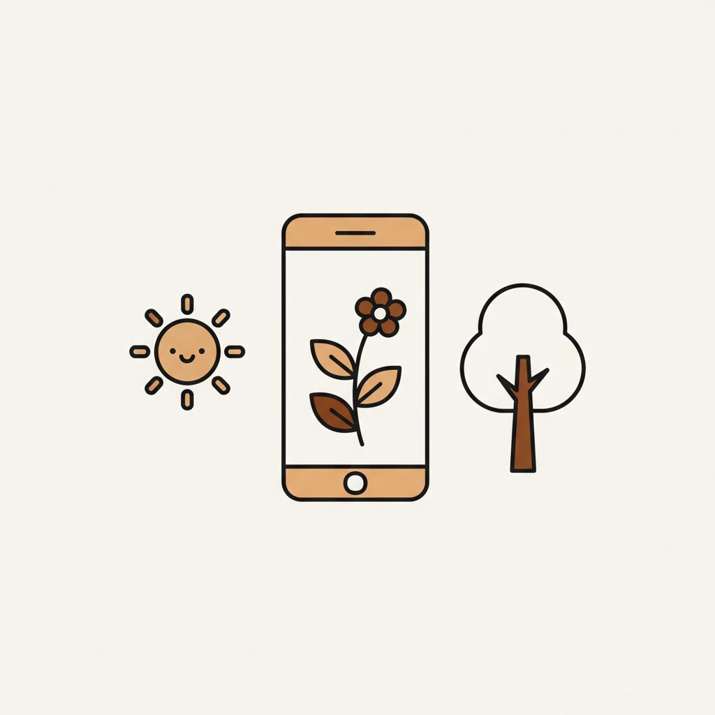 家庭在户外用平板互动