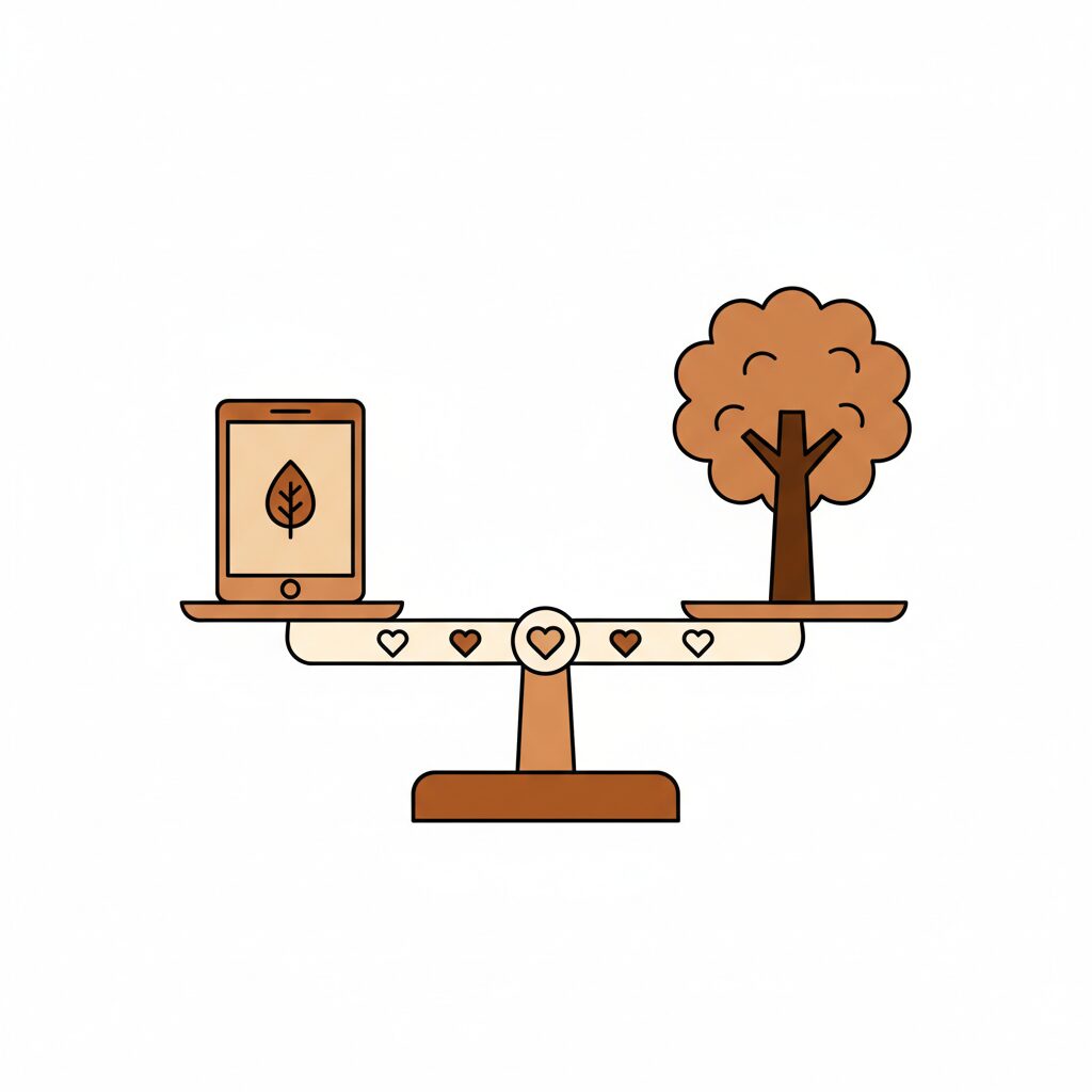 家庭科技与自然活动平衡场景