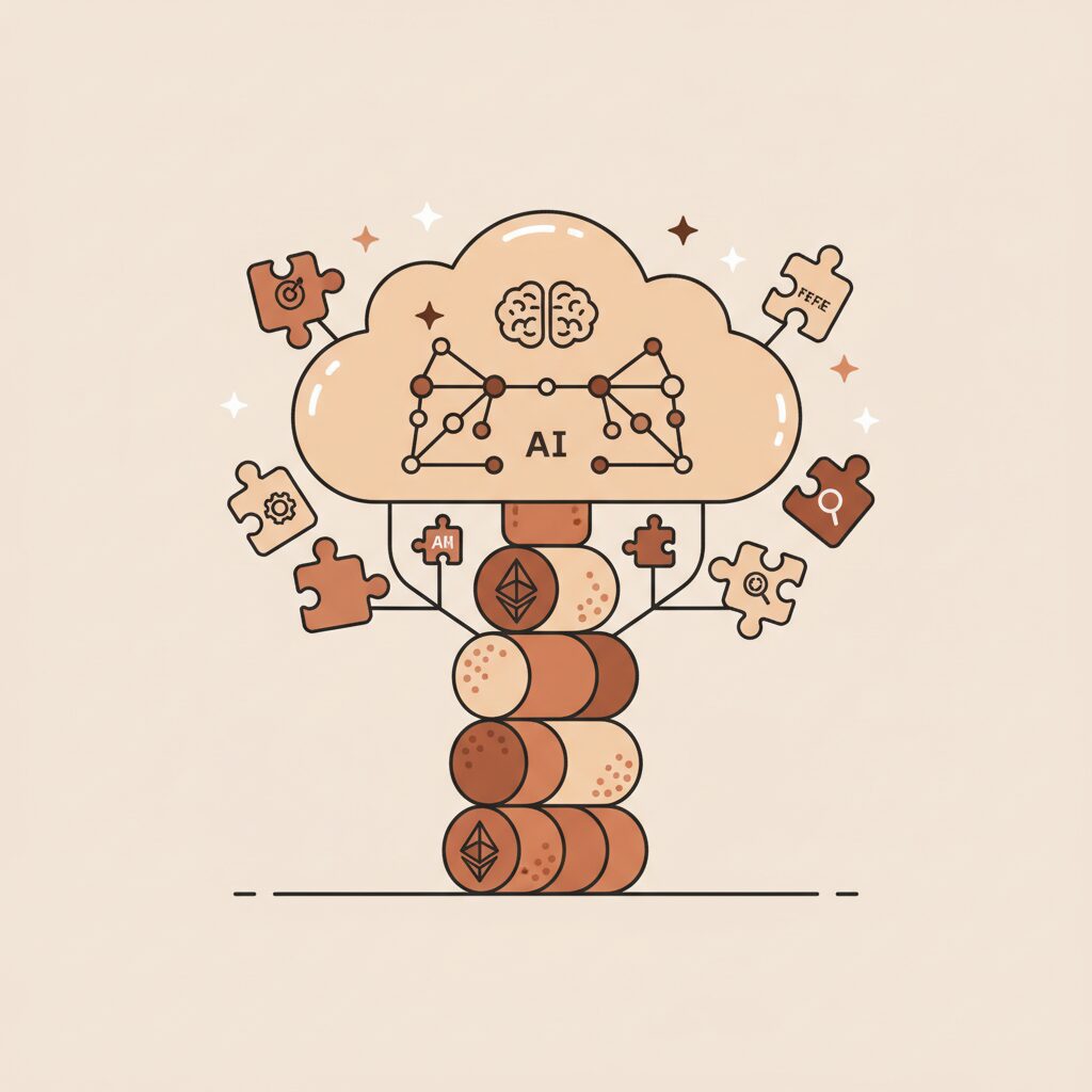 父女用彩色积木搭建区块链结构模型