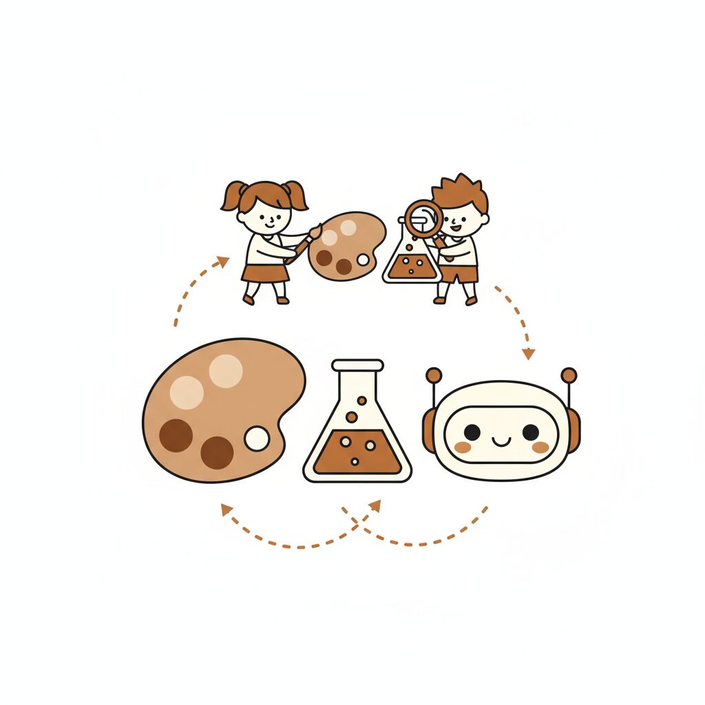 Enfant et parent explorant ensemble des applications d'IA