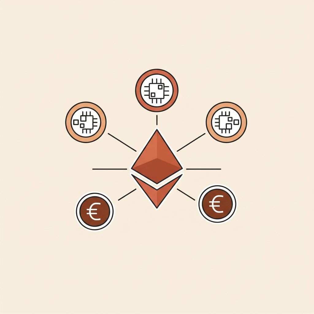 Infografis integrasi Ethereum dan AI untuk ekonomi agen