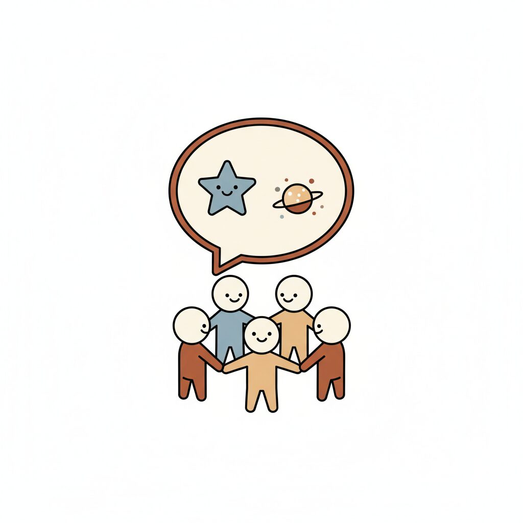 Família reunida para conversa reflexiva sobre tecnologia e futuro