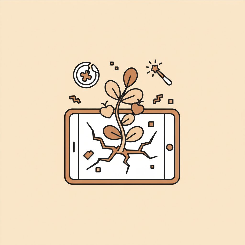 Familia jugando en un parque mientras corrigen imágenes de IA