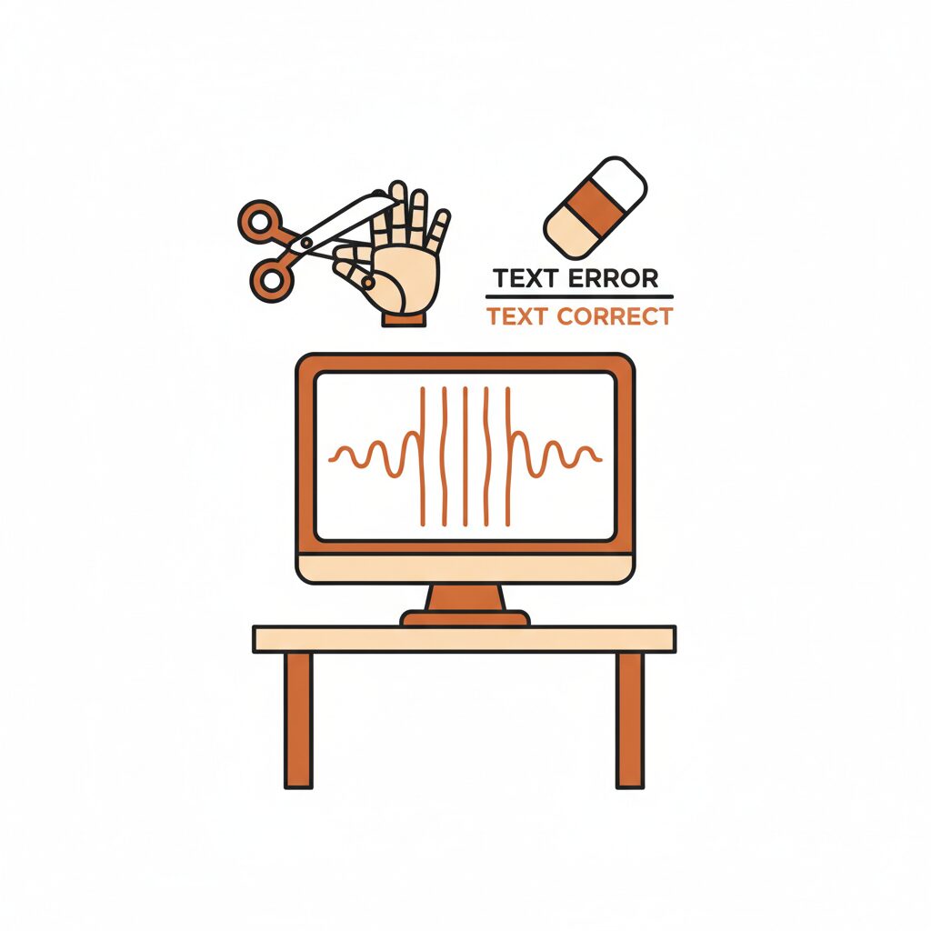 Diseñadora corrigiendo errores en una imagen generada por IA