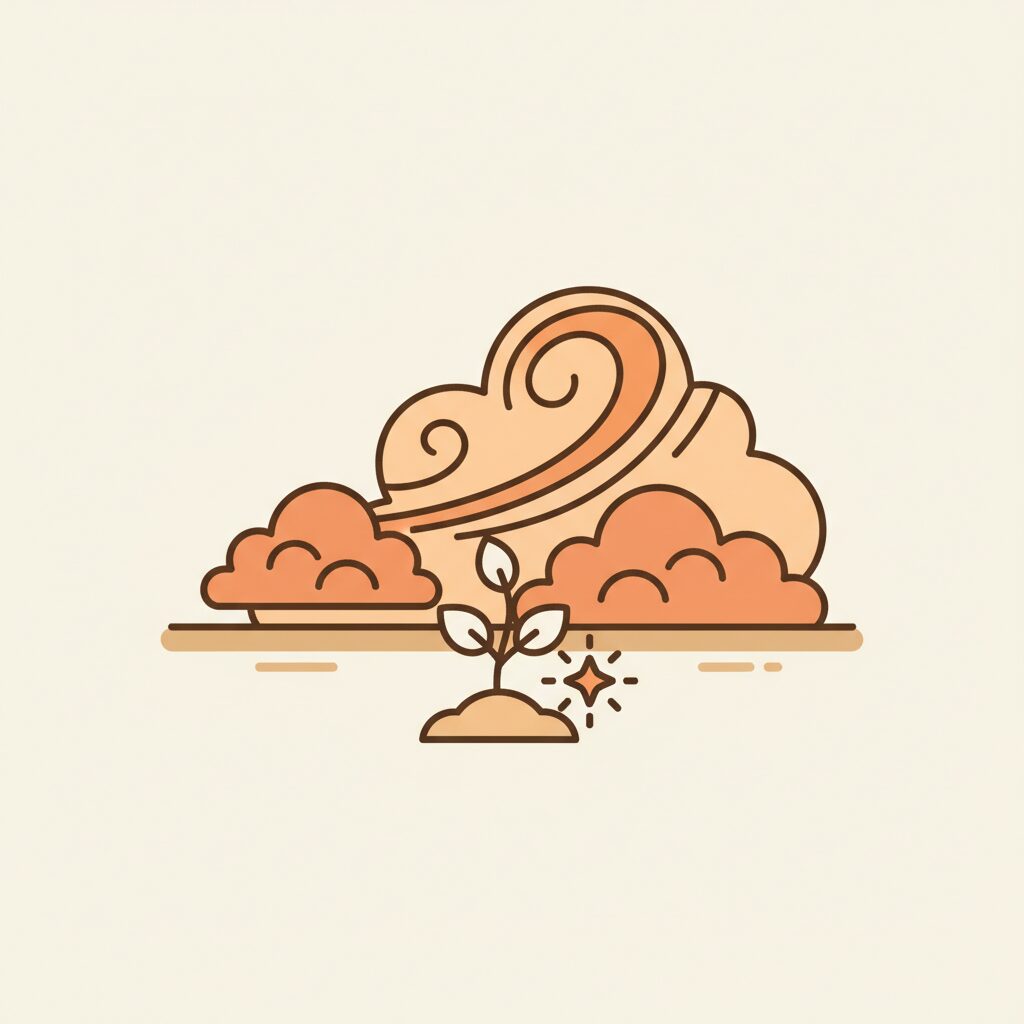 미래 기술을 상징하는 추상적 이미지 속 아이