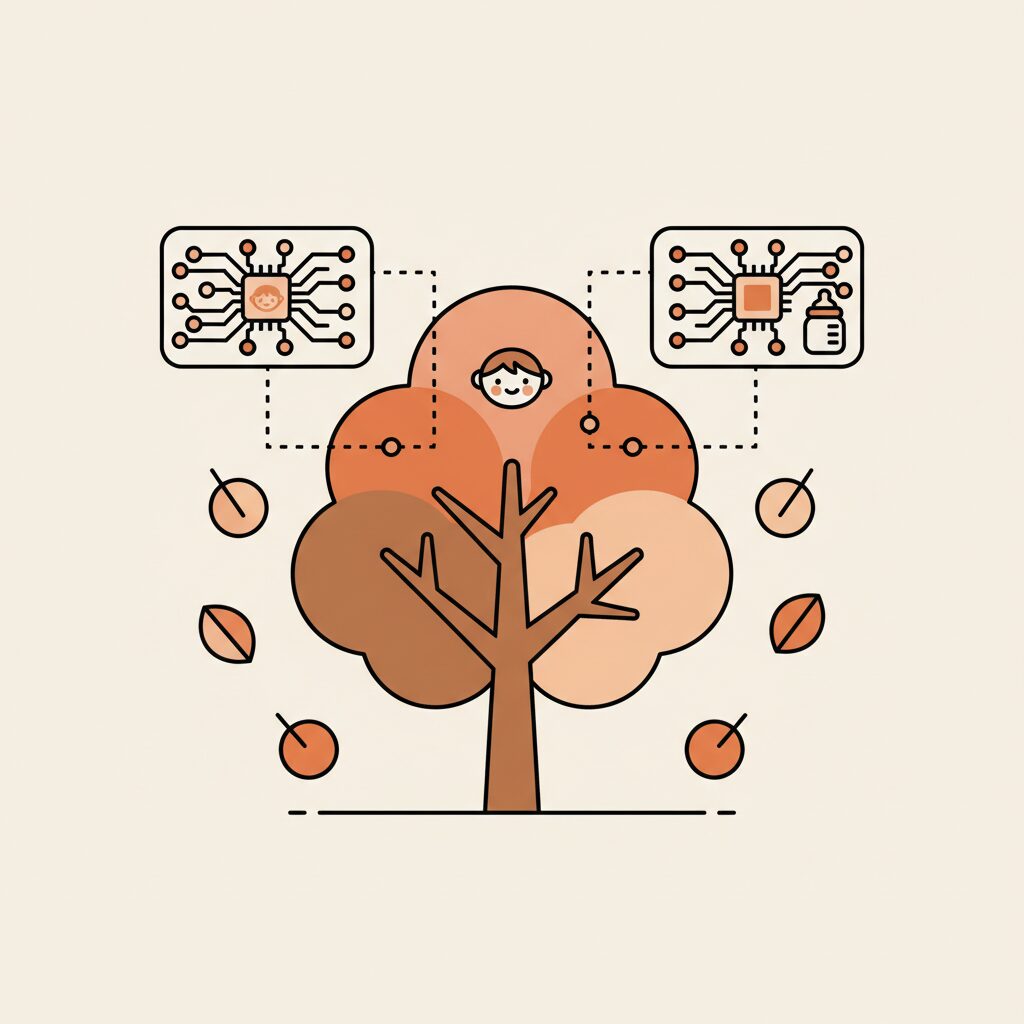 AI時代の公園で親子が笑顔で遊ぶ姿