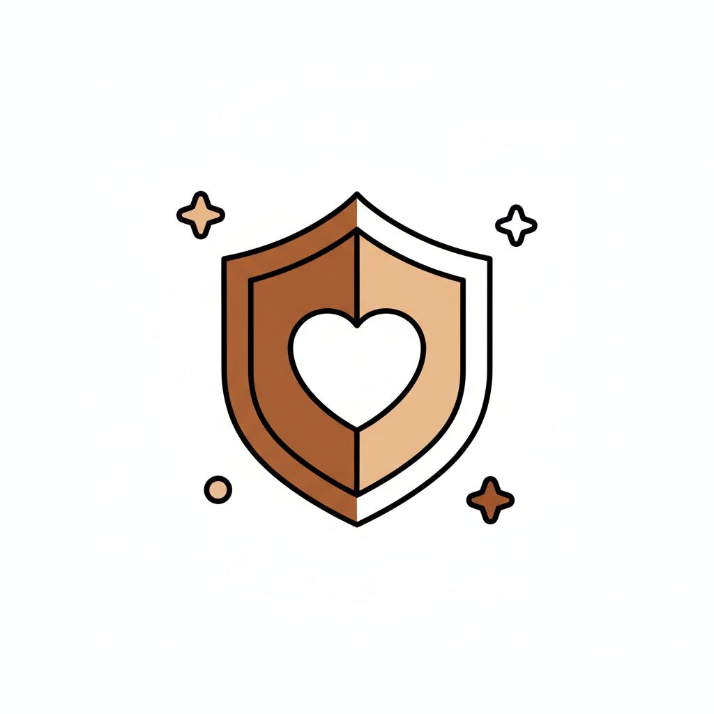 Family reading tablet together with safe search icons glowing