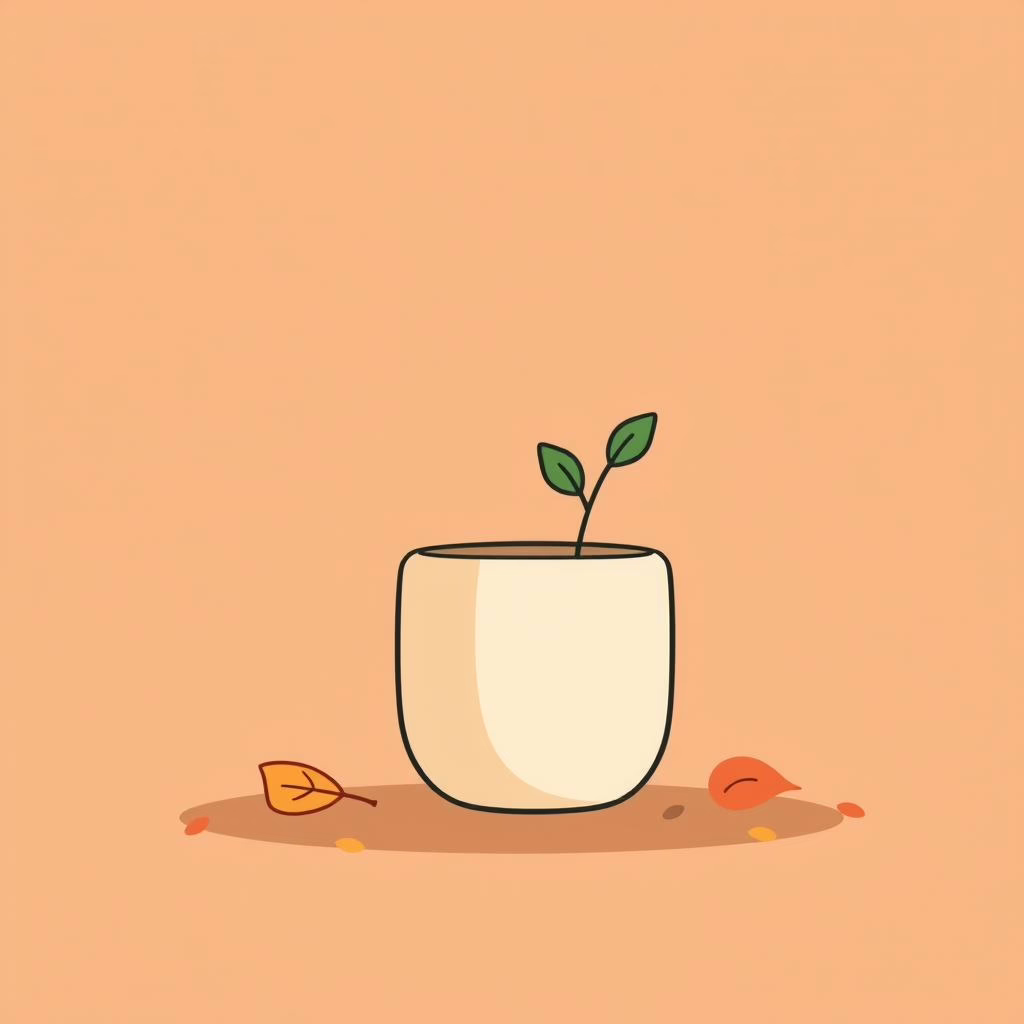 Child tending small potted plant with parent