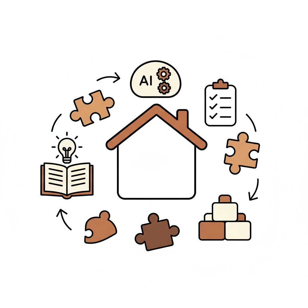 親子でタブレットを使いながら学ぶ様子 笑顔の写真