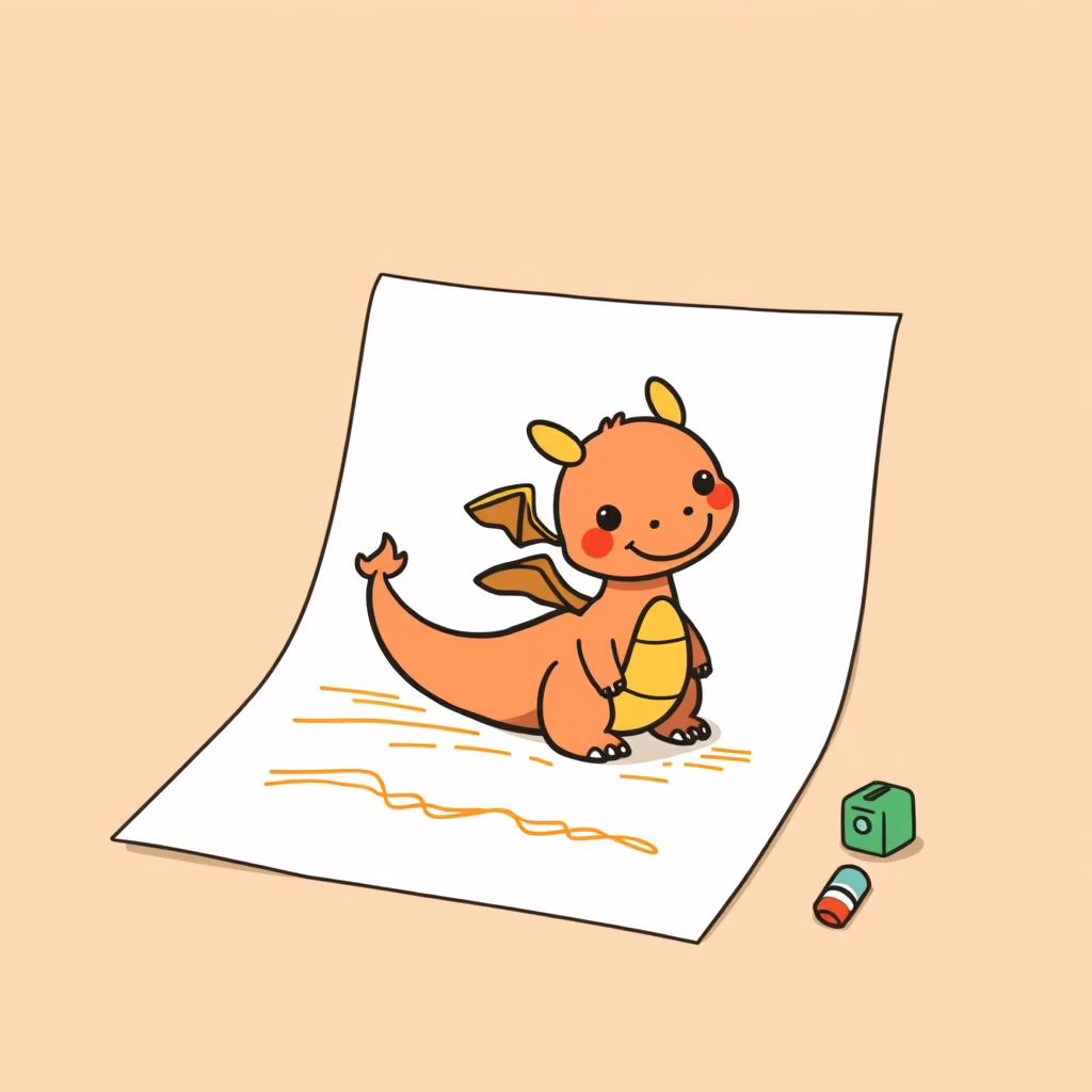 Child drawing transforming into 3D printed sculpture