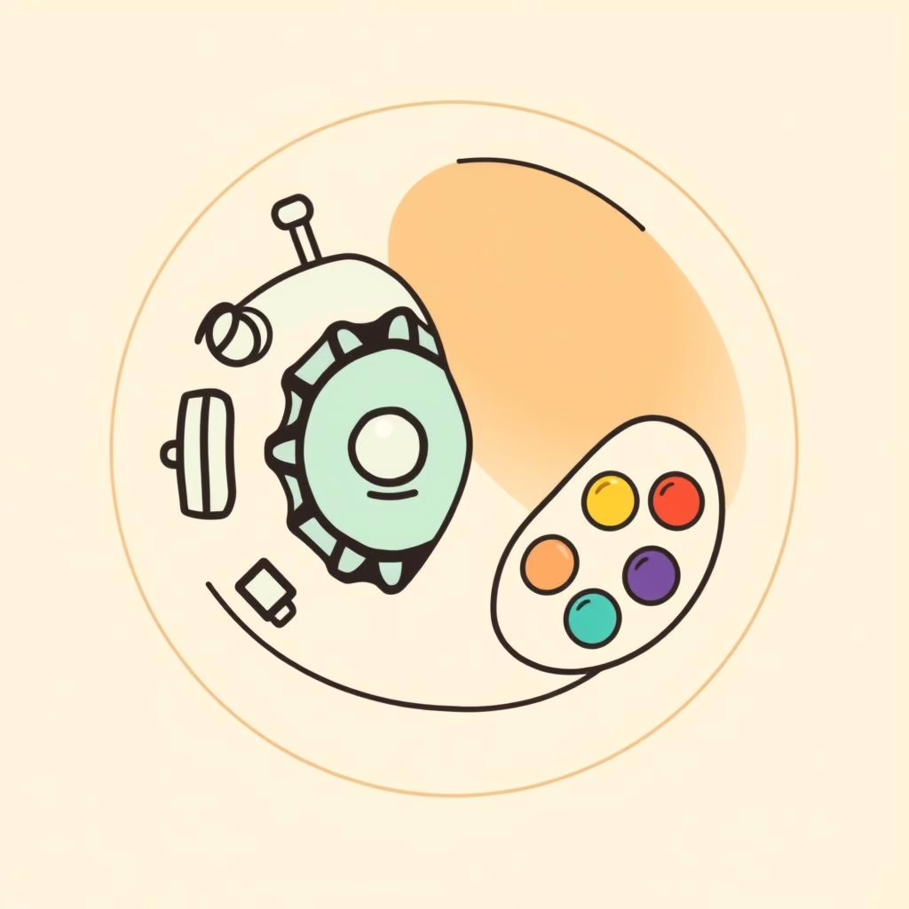 아이와 로봇이 함께 창의적인 활동을 하는 모습