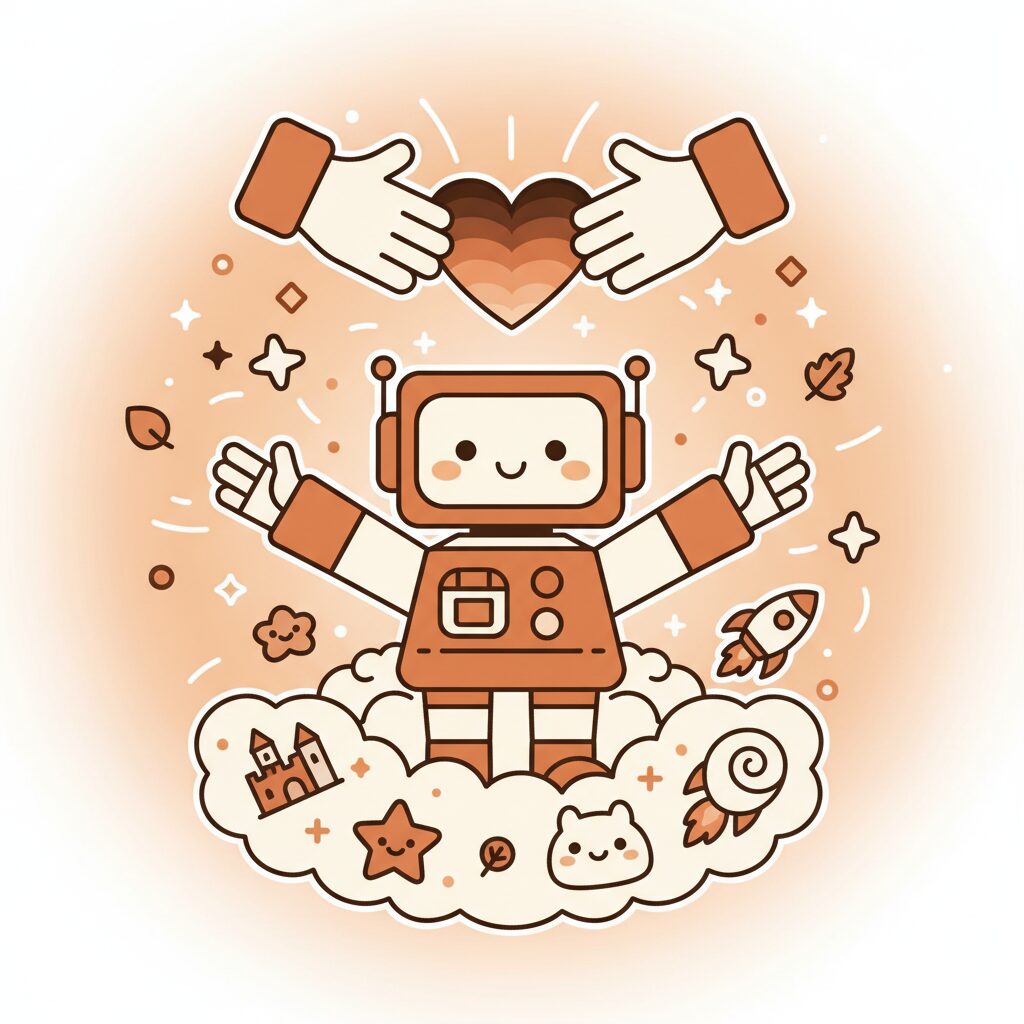 Enfant dessinant un robot avec ses parents