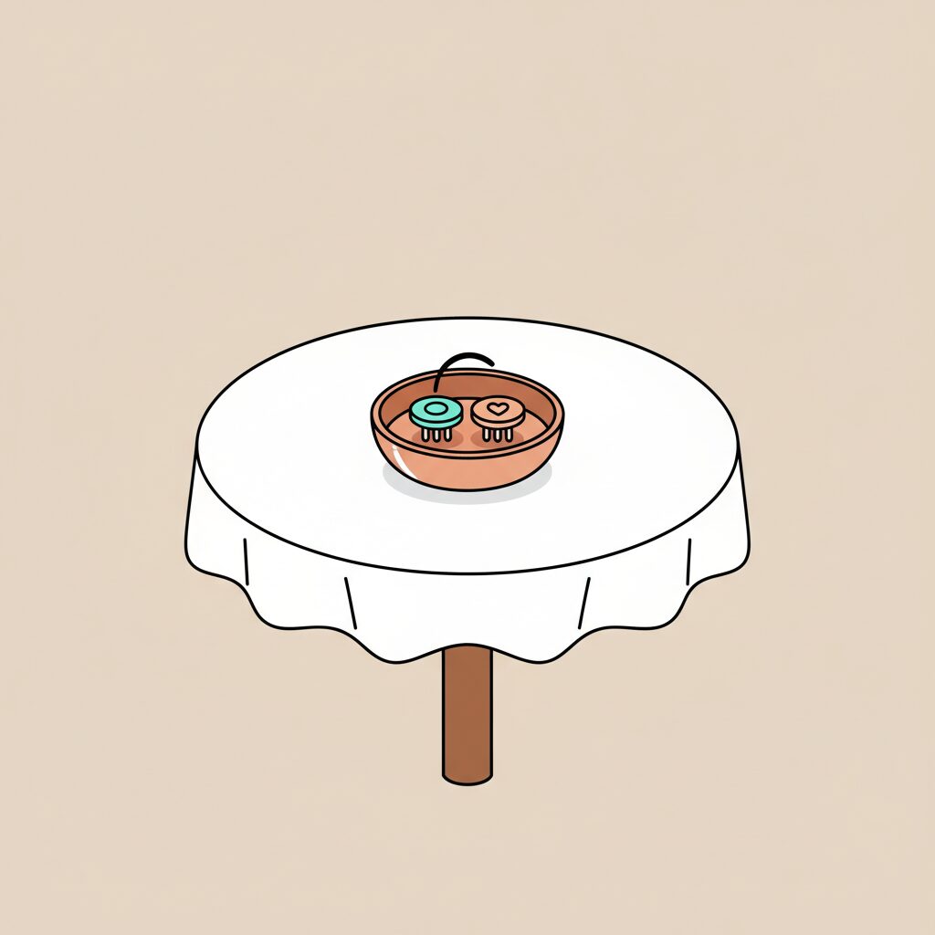 Famille discutant de technologie autour d'un repas