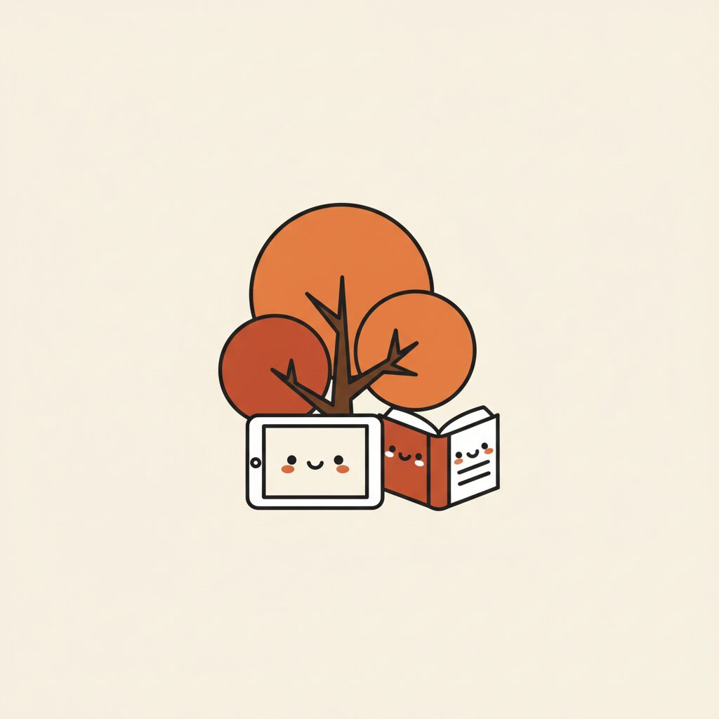 Criança usando tablet educativo enquanto desenha no papel