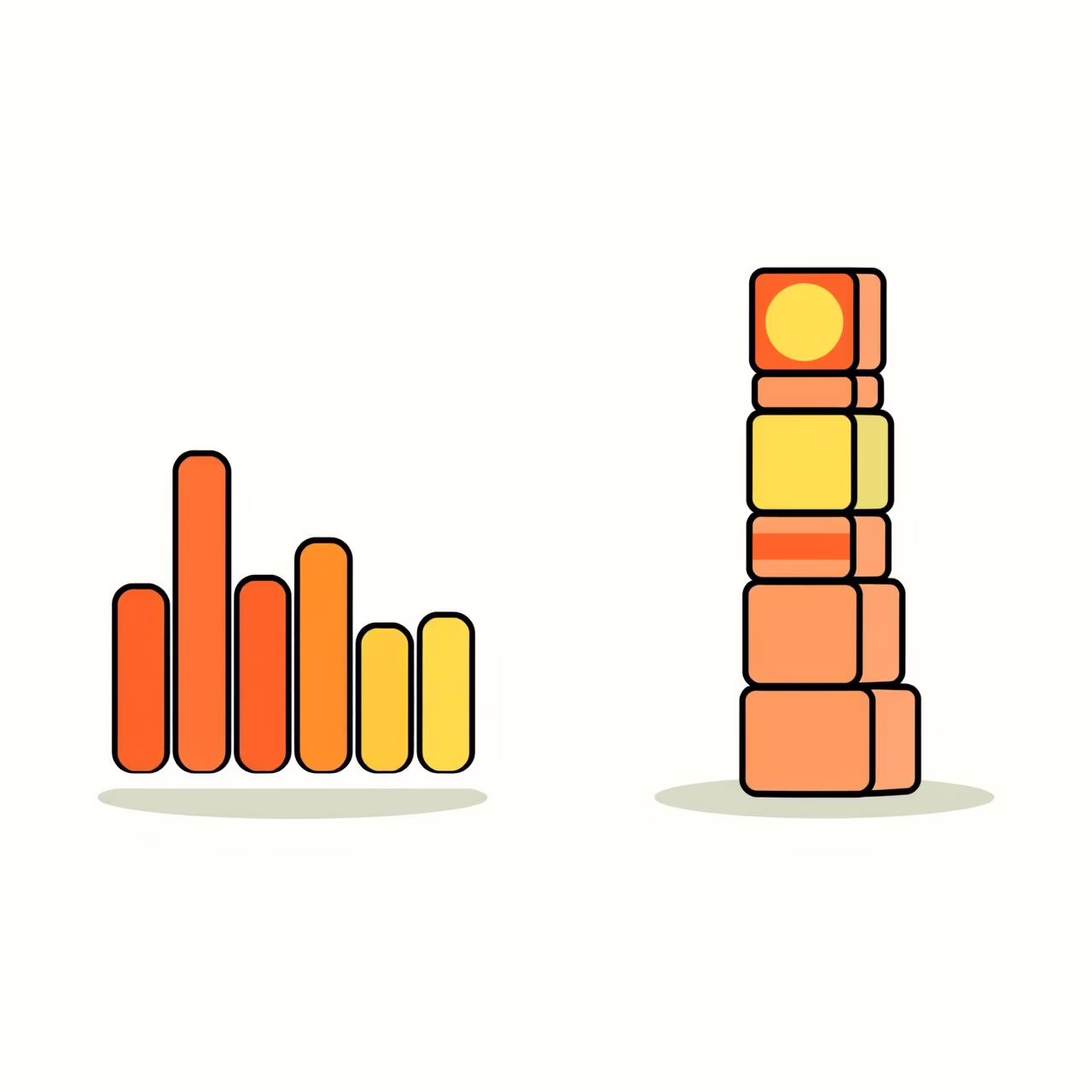 AI가 음악을 다듬는 모습과 아이가 블록으로 놀이하는 장면