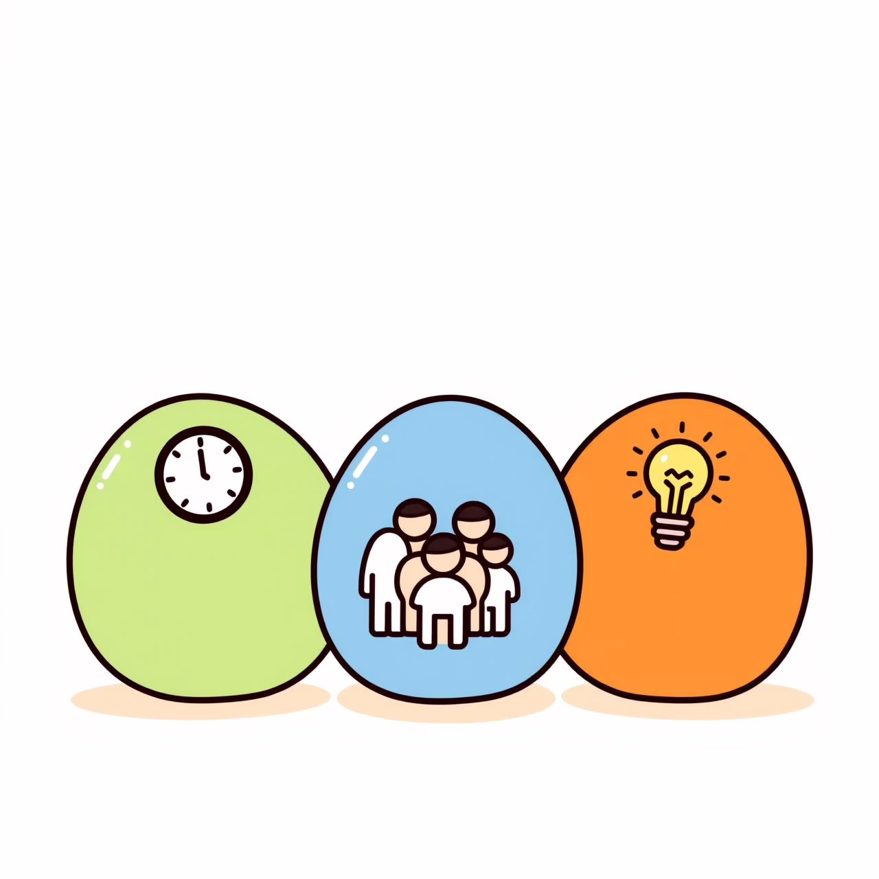 Trois pierres colorées symbolisant l'équilibre entre jeu, technologie et famille