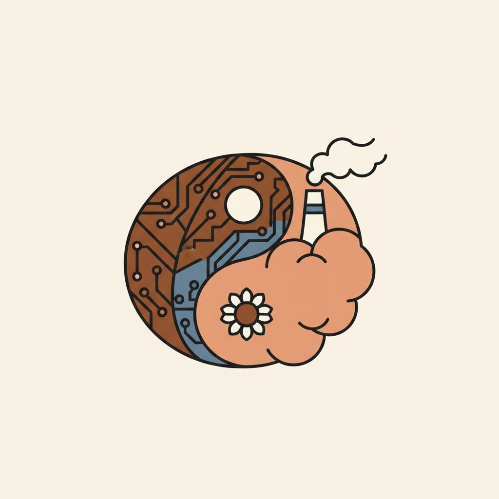 낡은 석탄 발전소 굴뚝에서 연기가 피어오르는 모습