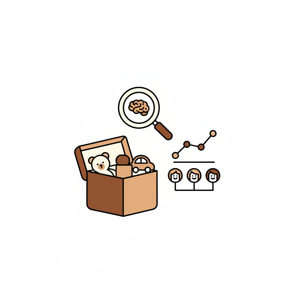 아이가 AI 추천 장난감을 탐험하는 모습