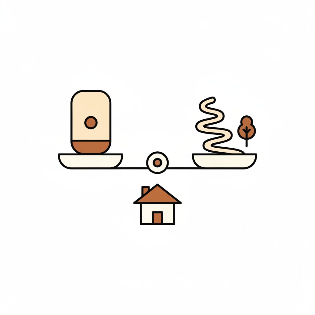 Family walking outdoors with pizza boxes