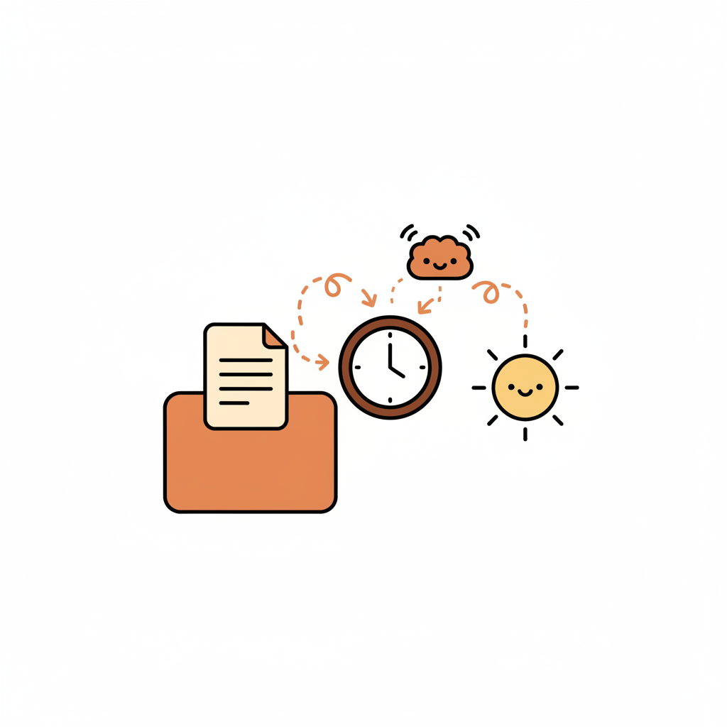 バックオフィス作業を解説するイラスト デスク上のファイルやパソコンの画像