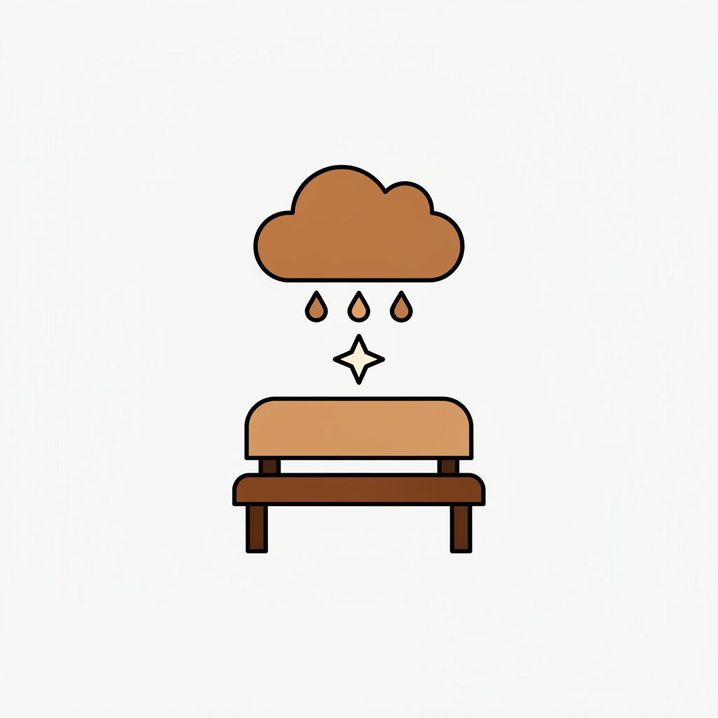 아빠와 딸이 버스 정류장에서 대화하며 상상의 별을 가리키는 모습