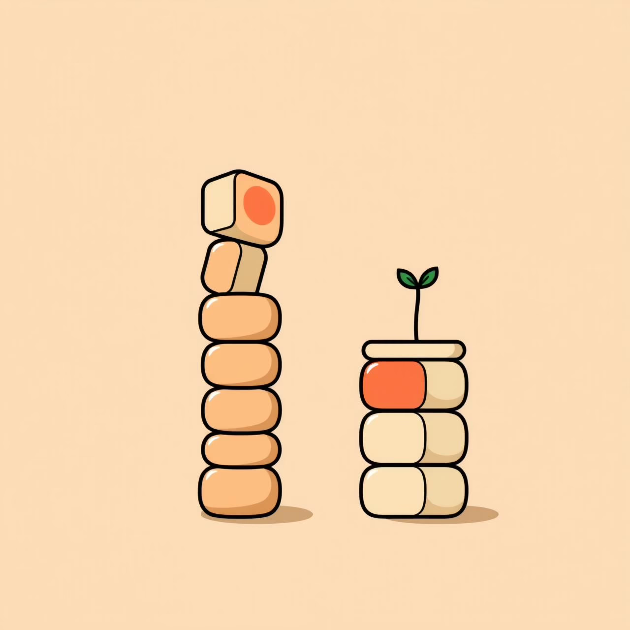 Child building a wobbly block tower, showcasing hands-on problem-solving