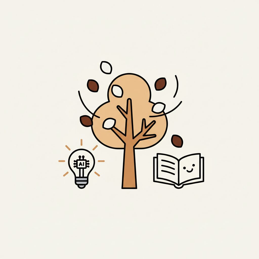 秋の公園で空を見上げる親子の後ろ姿