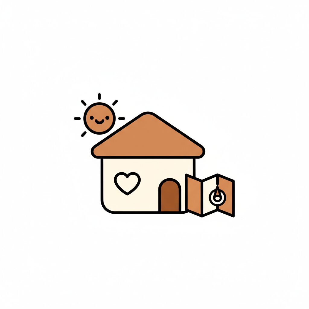 家族で地図を見ながら会話する様子