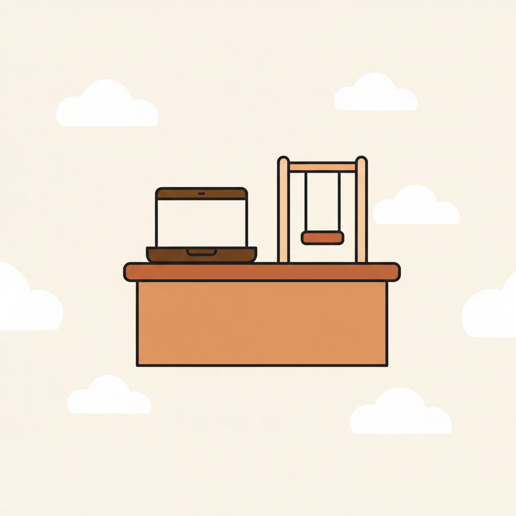 Korean dad with daughter looking at tablets