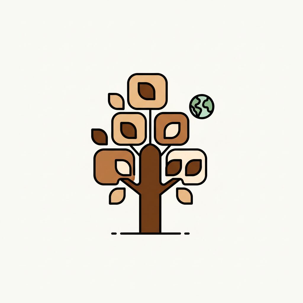 블록체인 기술로 연결된 가족의 미래를 상징하는 이미지