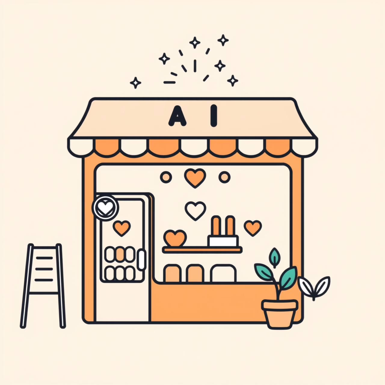 小さな商店のAI活用でにぎわう街角の様子