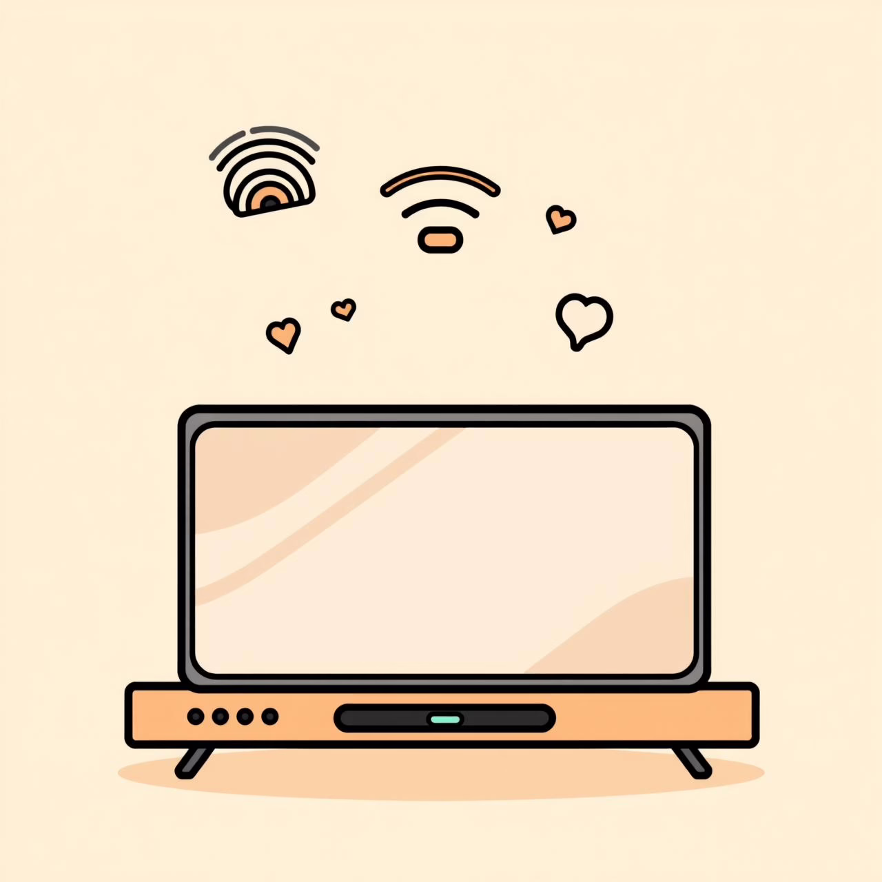 가족이 소파에 앉아 AI TV와 대화하는 현대적인 거실 장면