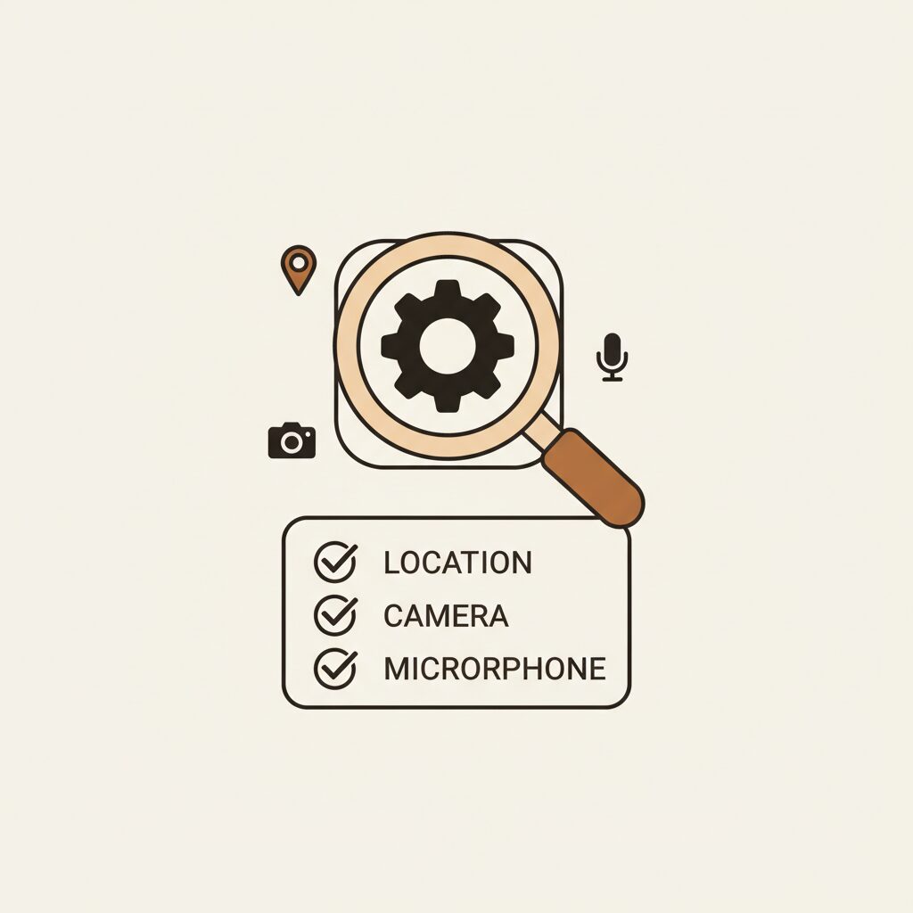 Padre e hijo analizando permisos de aplicaciones en tablet