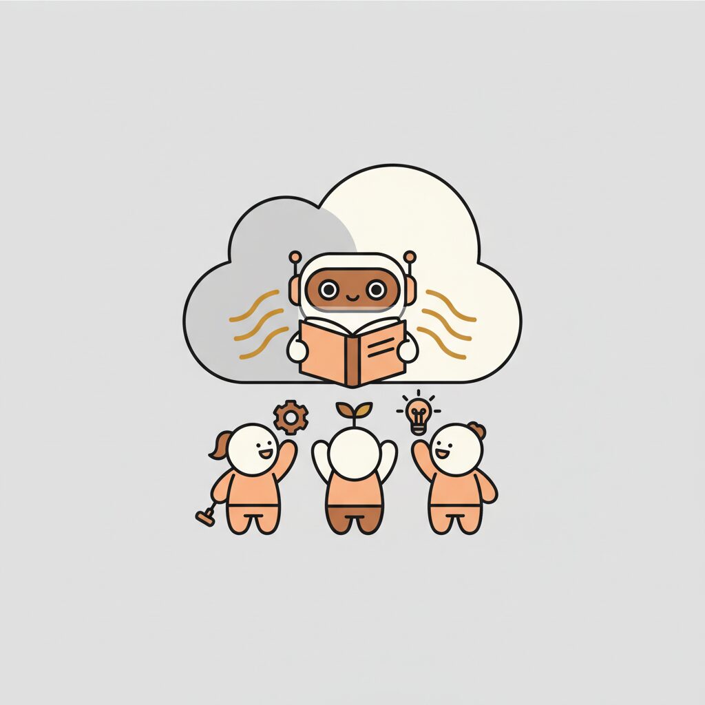 Parent et enfant regardant un ordinateur avec IA