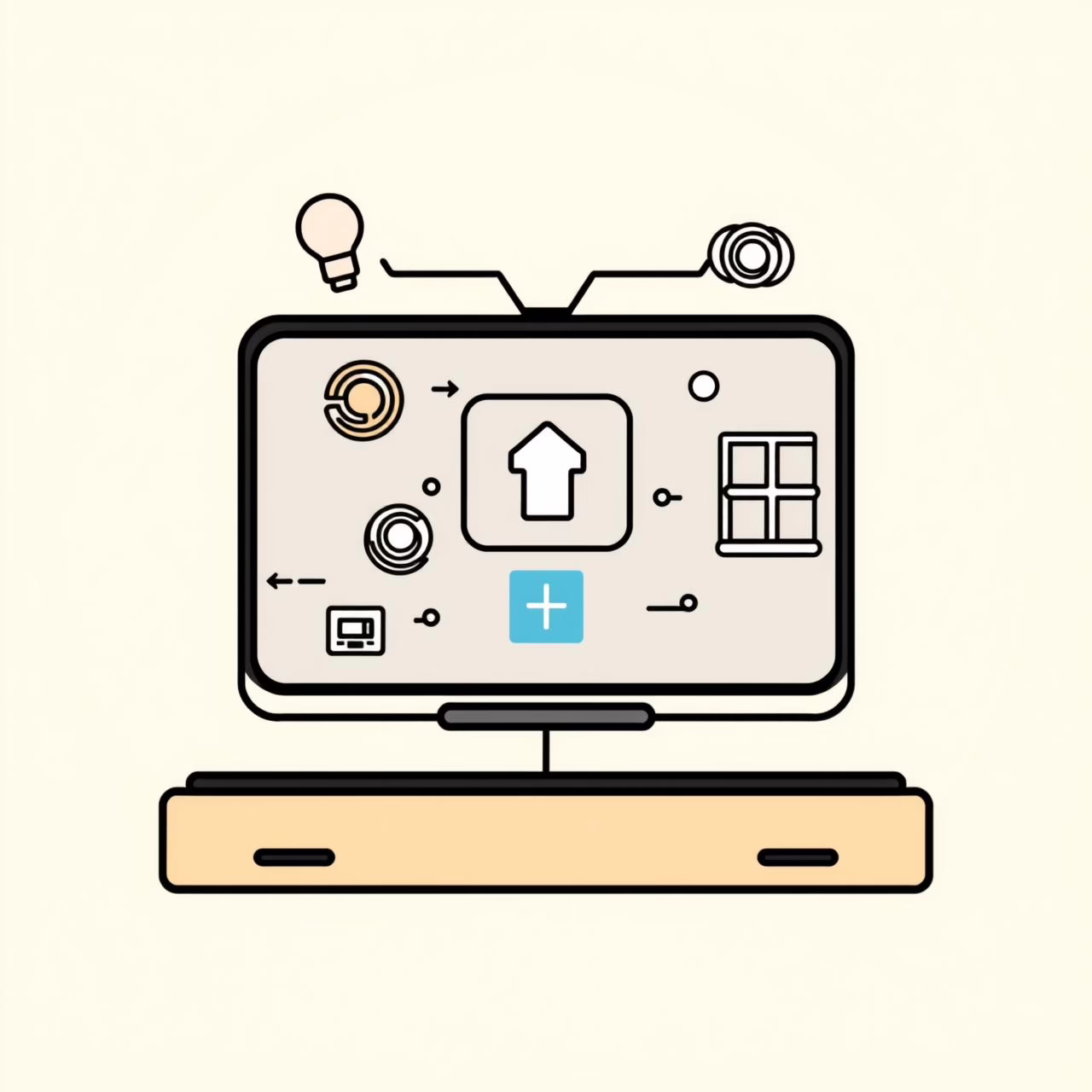 AIテレビが統合された未来的なリビングルームのイメージ