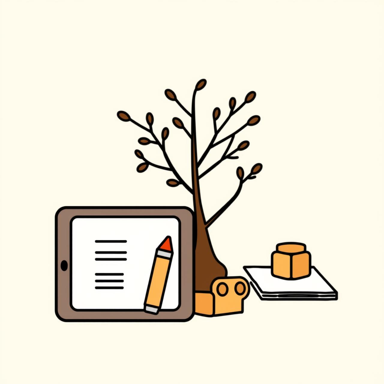 Child drawing a dragon with crayons next to a tablet