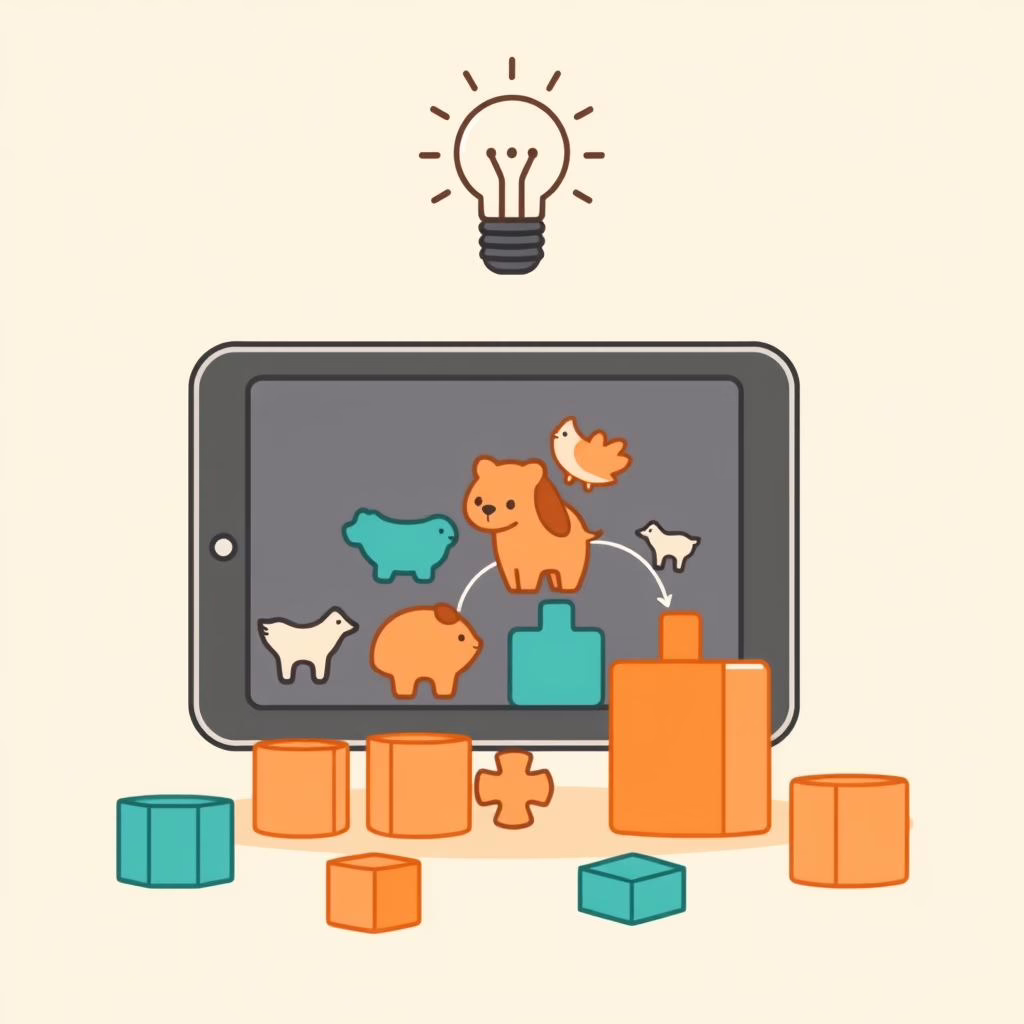 아이가 창의적으로 AI 브라우저를 사용하는 장면