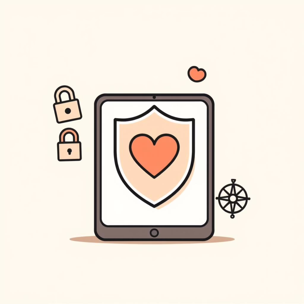 아이와 부모가 태블릿으로 함께 탐색하는 모습