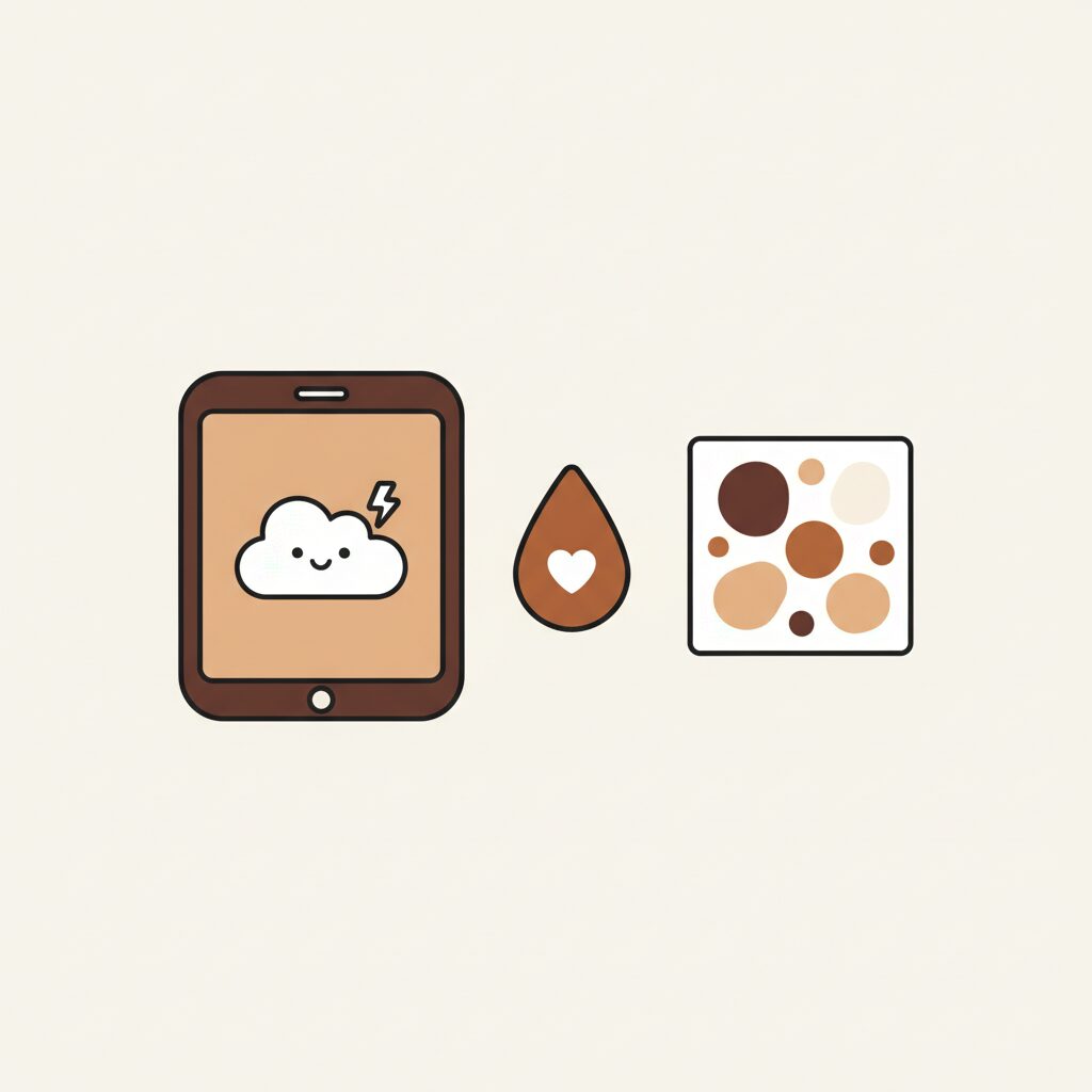 Niño pintando con lápiz digital bajo la lluvia