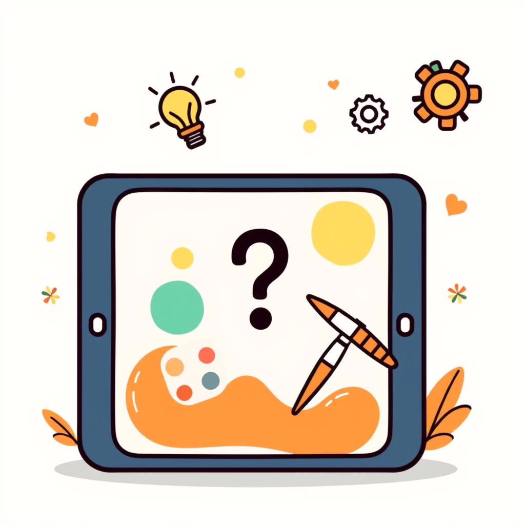 親子でタブレットを見ながら創造的な会話をしている情景