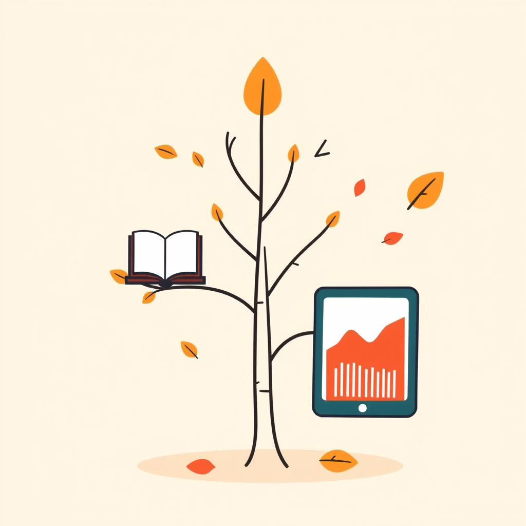 家族が公園で笑いながらデータを見つめる様子